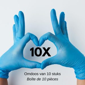 10x nitril poedervrije handschoenen Safe Light, blauw, maat L, doos van 100 stuks