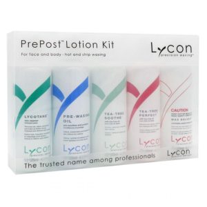 Lycon Pre-Post Kit (Lycotane, Pre-Waxing Oil, Tea-Tree Soothe, Tea-Tree Perfect, Wax Solvent)