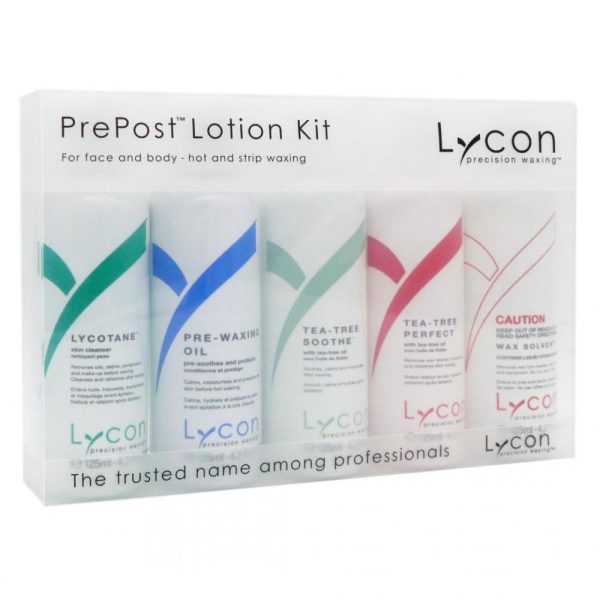 Lycon Pre-Post Kit (Lycotane, Pre-Waxing Oil, Tea-Tree Soothe, Tea-Tree Perfect, Wax Solvent)