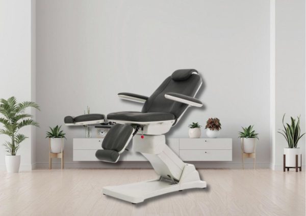 Pedicurestoel Streamline met 3 motoren en 2 gasveren, grijze bekleding