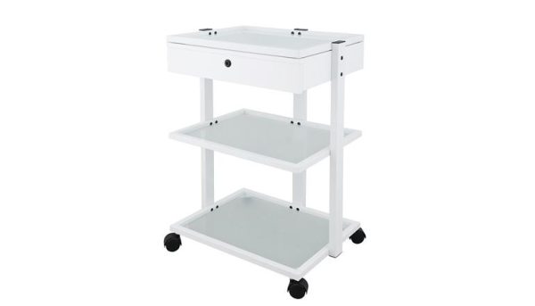 Rolmeubel Vocance Luxe glas met 3 schappen en 1 lade