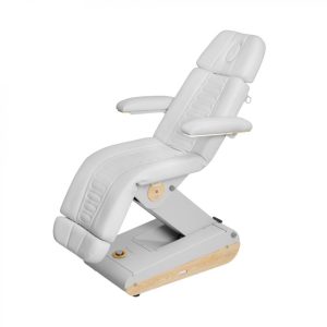 Swop Beauty behandelstoel met 4 motoren en verwarming, witte bekleding (ingebouwde wielen) met reset en memory