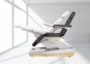 Swop Beauty behandelstoel met 4 motoren, grijze bekleding (ingebouwde wielen)