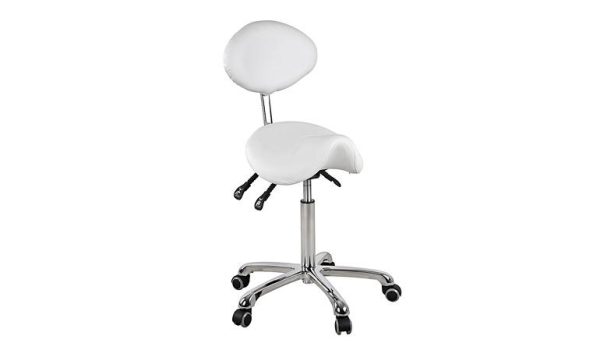 Tabouret Félines met rug, kantelbaar, wit