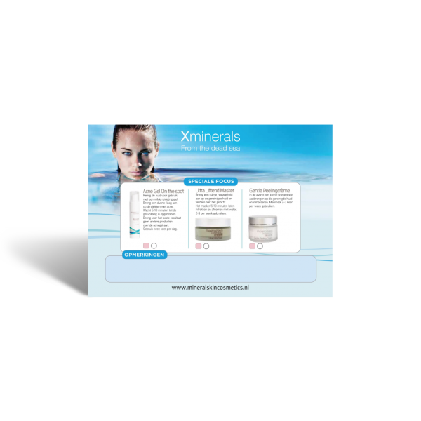 Xminerals produkt advieskaart A5