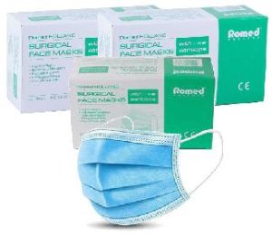 Disposable medisch mondmasker Romed - bacteriefilter 3-laags met oorlussen, 3 dozen à 50 stuks
