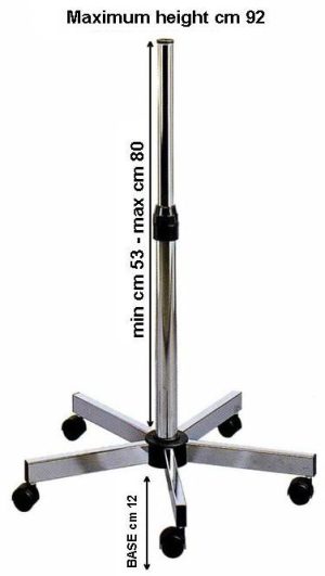 Support 5 pieds, chrome réglable, sur roulettes