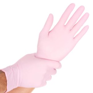 Gants nitrile sans poudre Safe Light, rose, taille M, boîte de 100 pièces