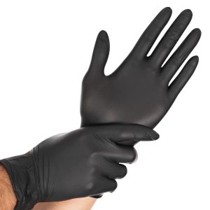 Gants nitrile sans poudre Safe Light noir, taille XS, boîte de 100 pièces