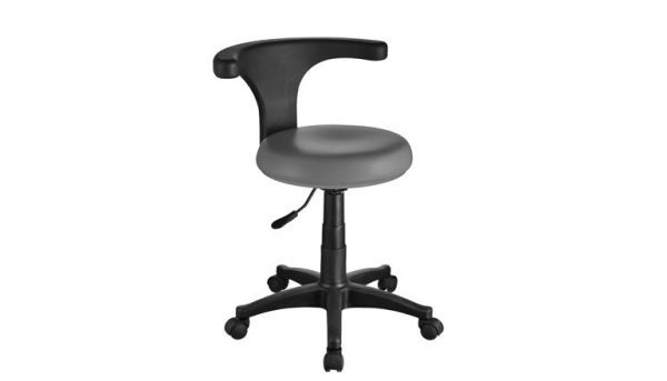 Tabouret Gourdon ronde gris, dossier tournable - MODELE DE SALLE D'EXPOSITION