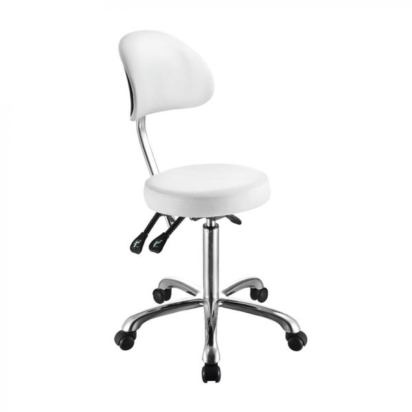 Alissas tabouret ronde avec dossier inclinable, blanc