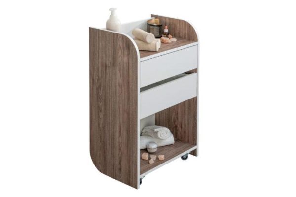 Houten trolley Onda met 2 legplanken en 2 lades