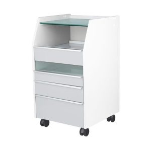 Chariot pédicure sur roulettes gris avec tiroir UV