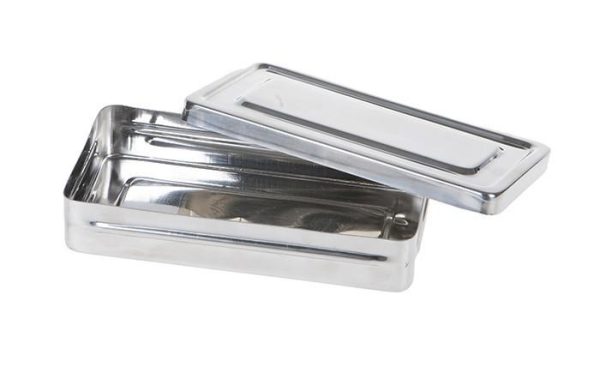 Desinfectiebak inox met deksel, 13 x 6 x 4cm