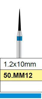 Fraise diamant medium, fissure pointue 1.2 x 10mm