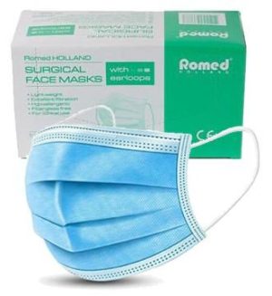Disposable medisch mondmasker Romed - bacteriefilter 3-laags met oorlussen, doos à 50 stuks