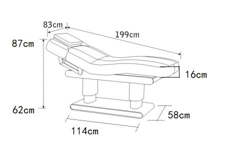 Massagebank Emilia 3.0, grijze matras, verwarming, wegdraaiende armdelen