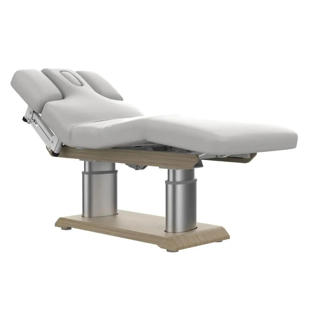 Massagebank Santori Oval met wood finish, verwarming en wegdraaiende armdelen