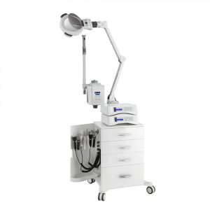 Meuble pour appareilles avec tiroirs, lampe loupe et vapo