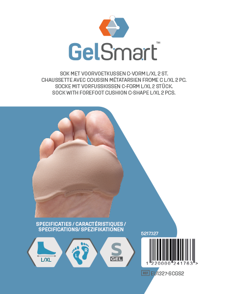GelSmart Chaussette avec Coussin Métatarsien Forme-C - Small/Medium, 1 paire – Image 4
