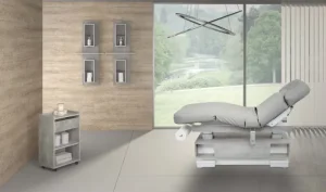 Massagebank Quadra softe matras met armsteunen, 4 motoren en verwarming