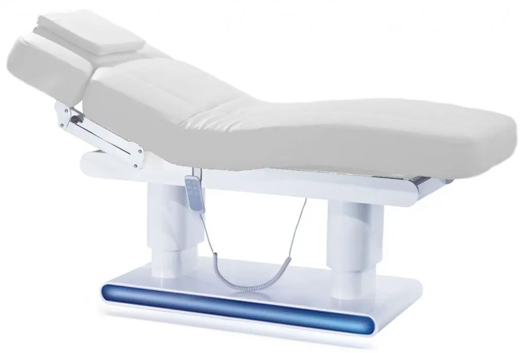 Massagebank Emilia 3.0, grijze matras, verwarming, wegdraaiende armdelen