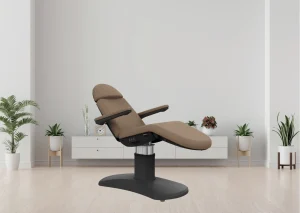 Behandelstoel Beauty Star Nova 4 motoren, zwarte basis, beige bekleding