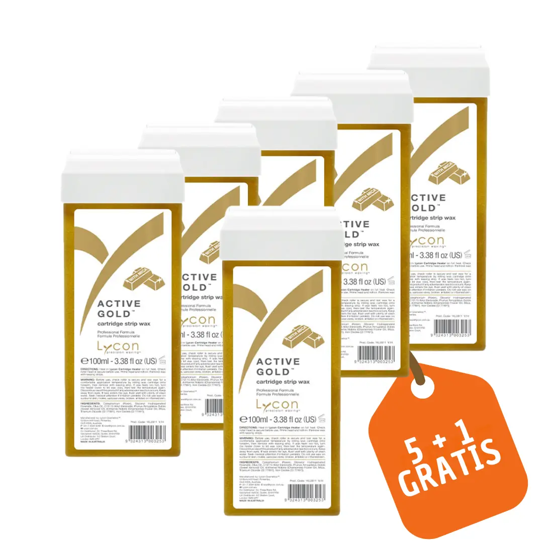 Lycon Active Gold Strip Wax Cartridges (100ml), 5+1 gratis