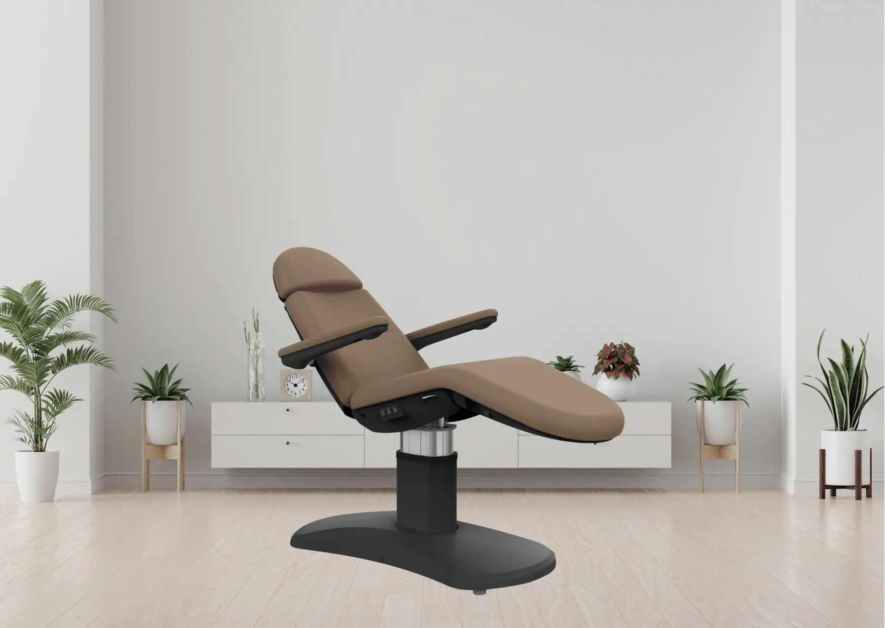 Behandelstoel Beauty Star Nova 4 motoren, zwarte basis, beige bekleding