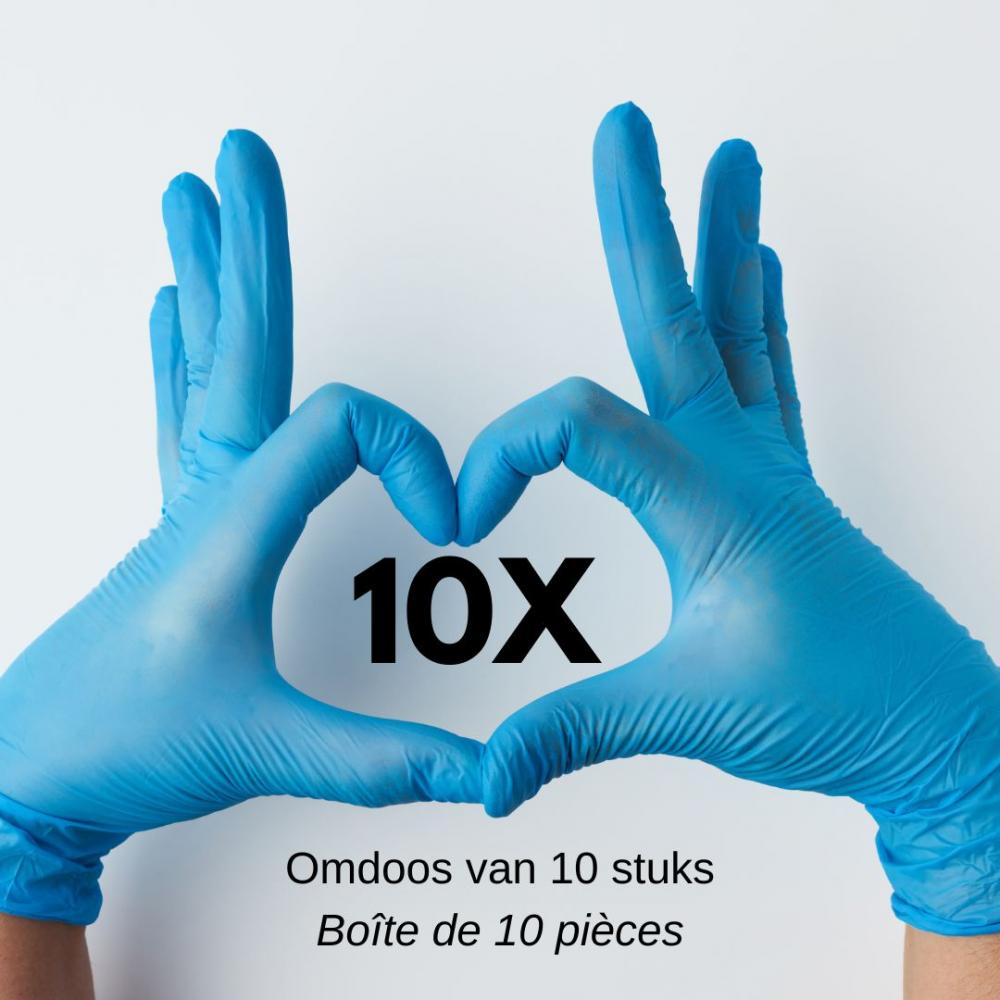 10x Safe Light nitril poedervrije handschoenen, 100 stuks, blauw