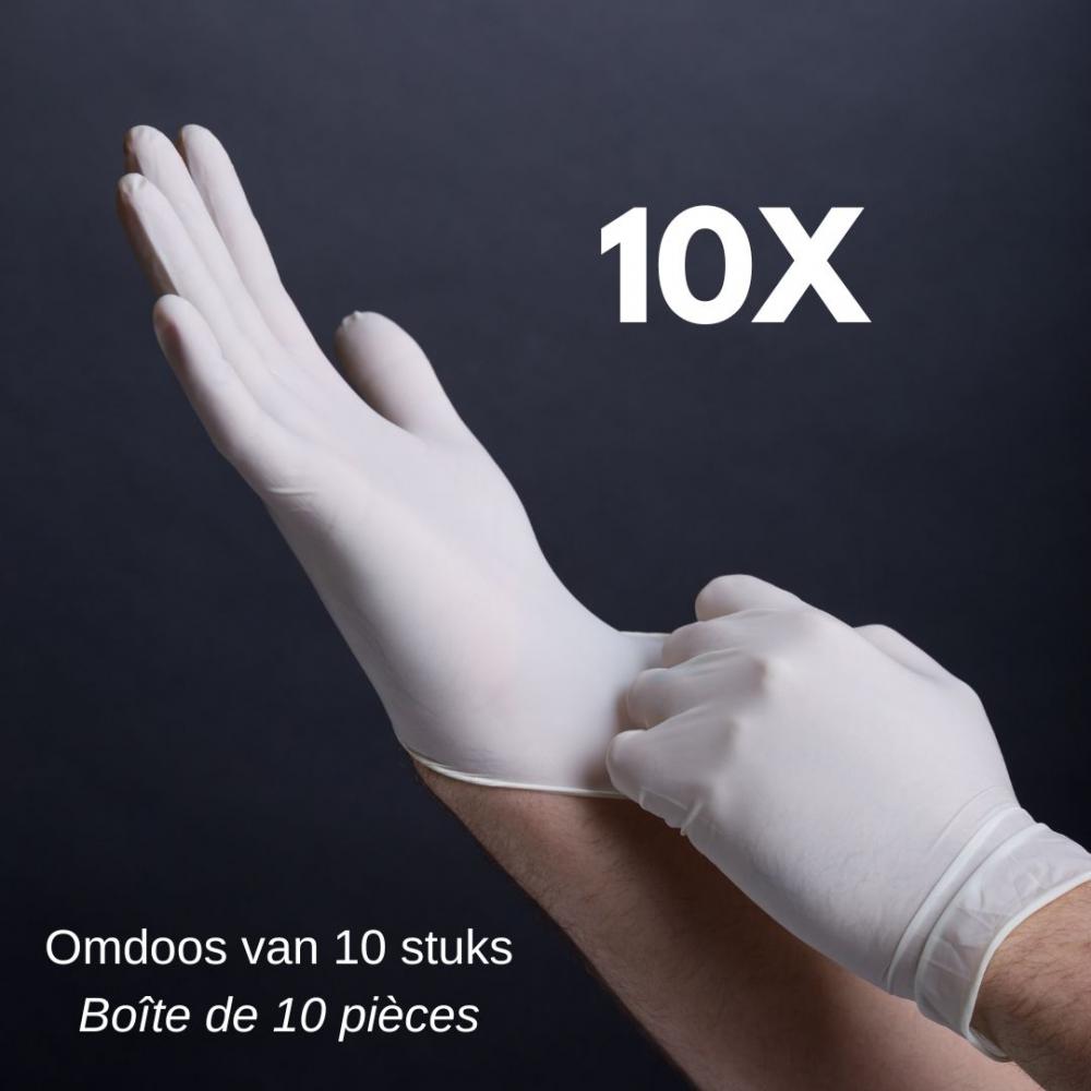 10x Latex poedervrije handschoenen Grip, 100 stuks, wit